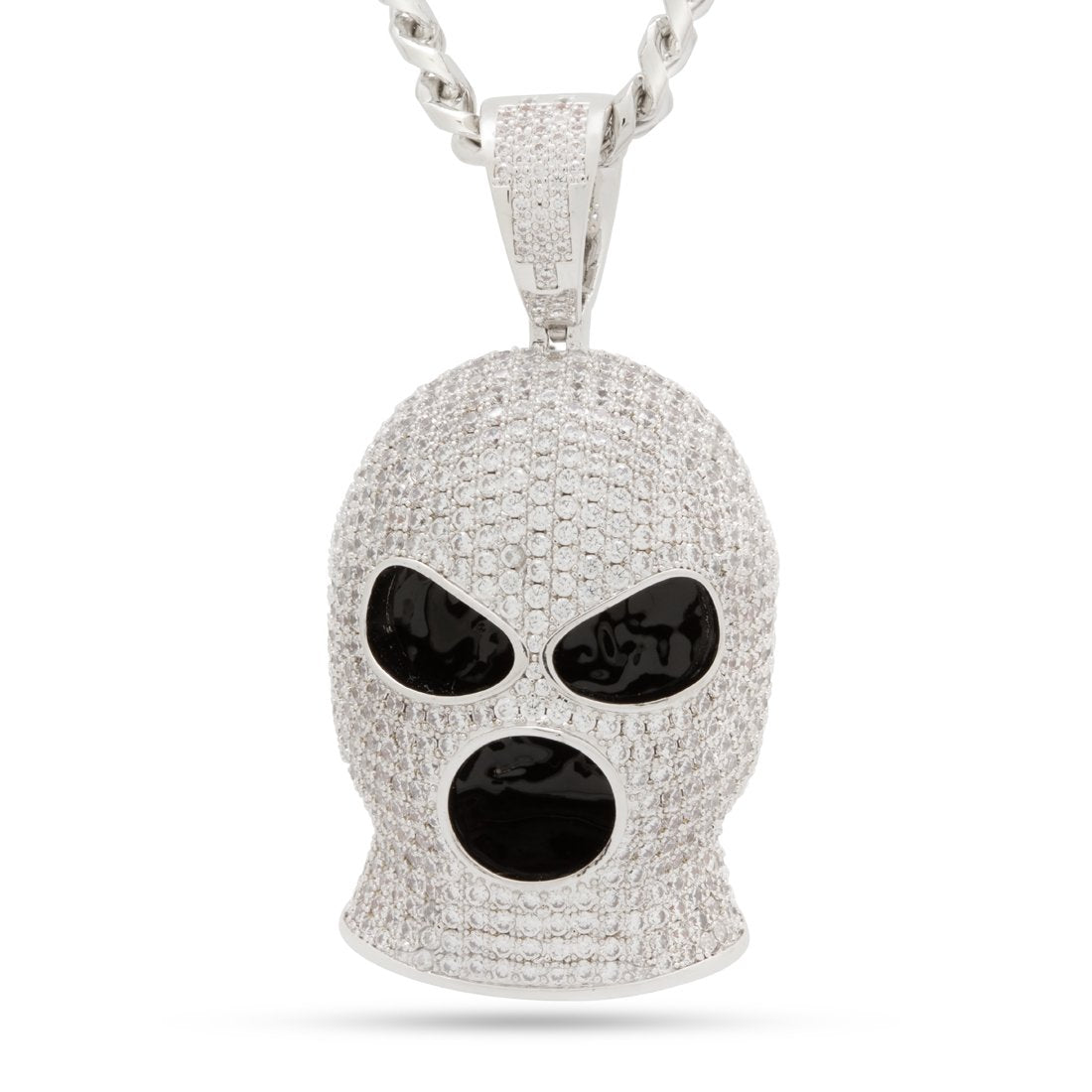 Ski Mask Goon Necklace in White Gold / 1.1" by King Ice