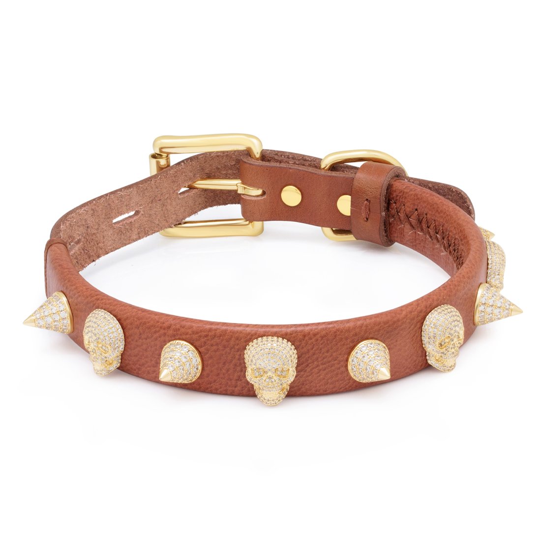 Skull Iced Dog Collar in 14K Gold by King Ice