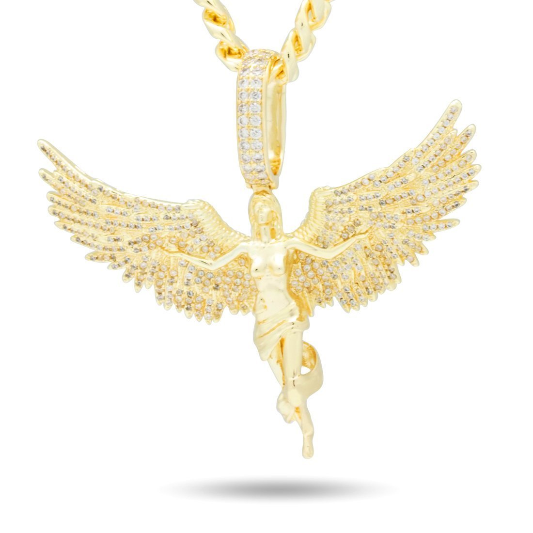 Soaring Angel Necklace in 14K Gold / 2.8" by King Ice