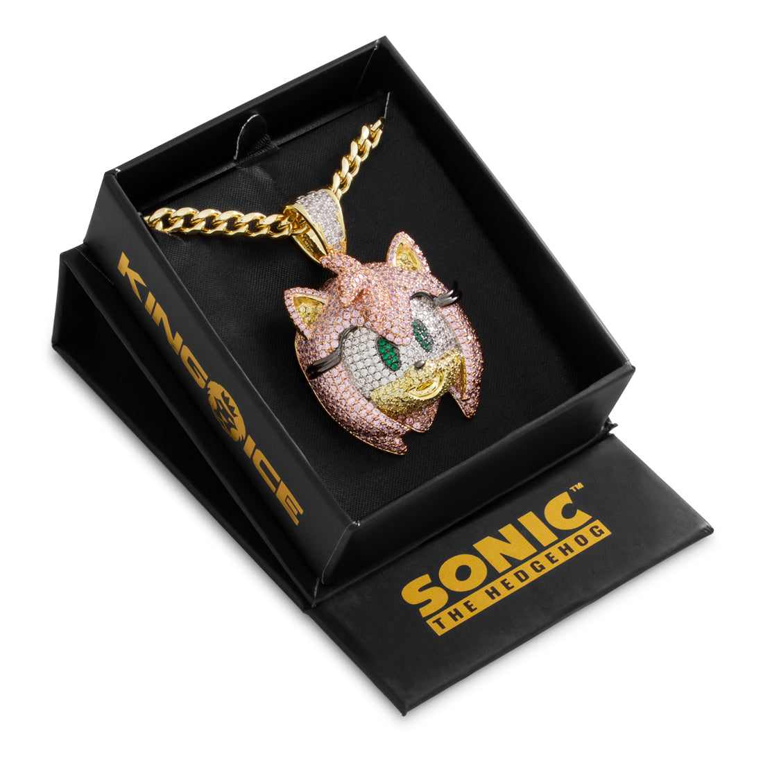 Sonic the Hedgehog x King Ice - Amy Necklace in Gold Plated / 14K Gold / 2" by King Ice