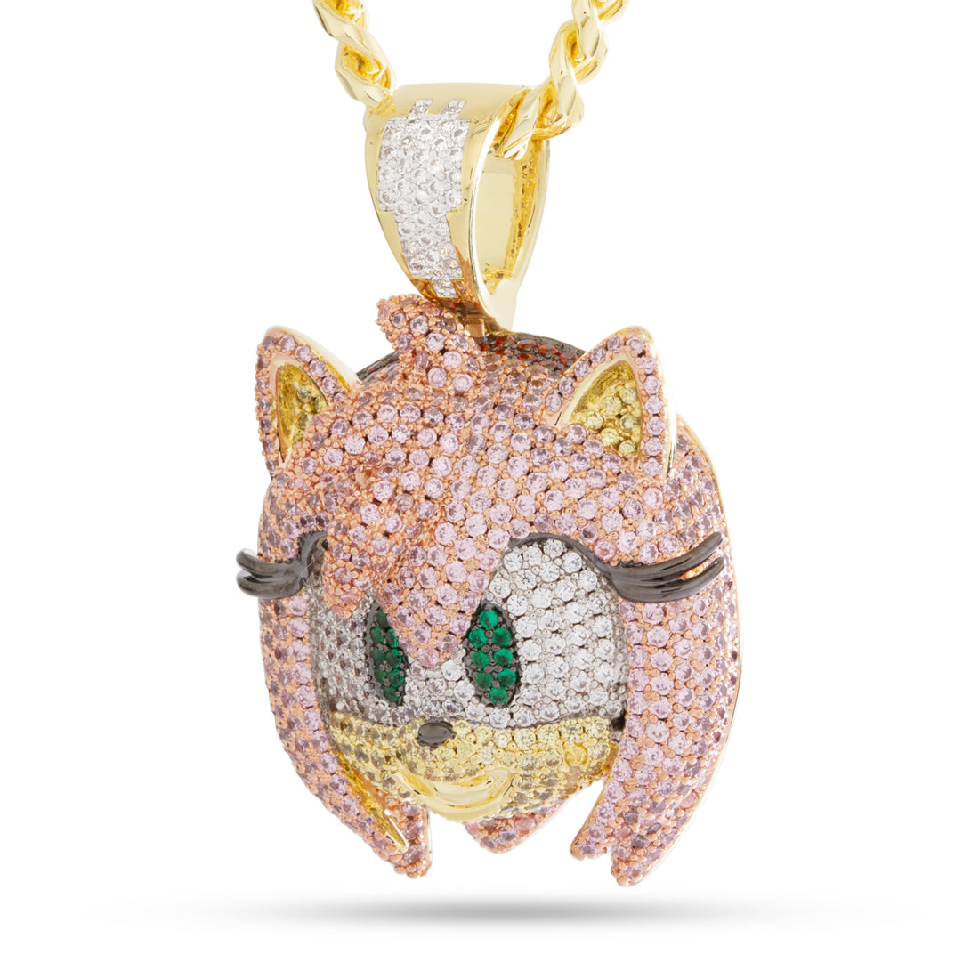 Sonic the Hedgehog x King Ice - Amy Necklace in Gold Plated / 14K Gold / 2" by King Ice