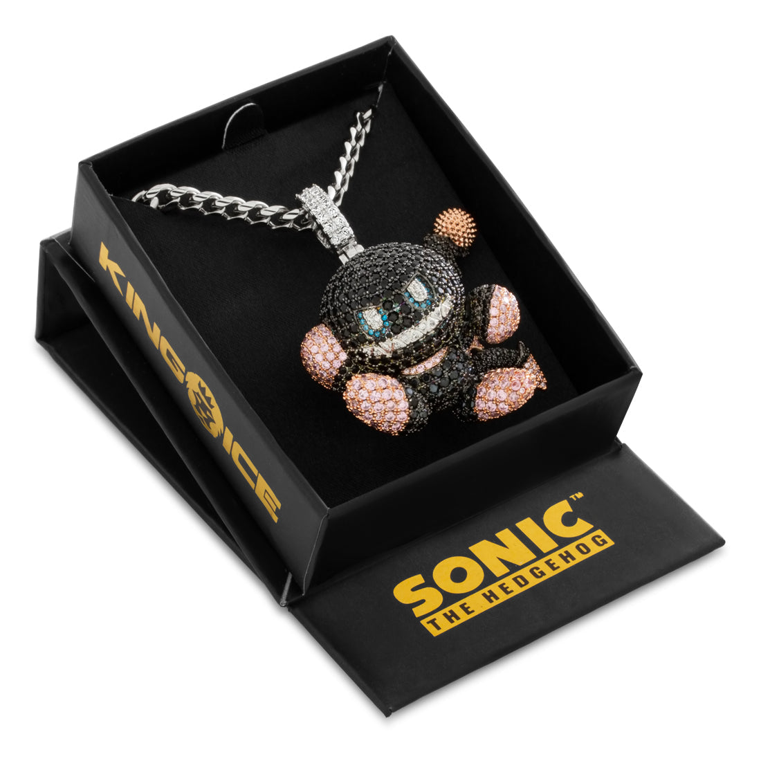 Sonic the Hedgehog x King Ice - Dark Chao Necklace in Gold Plated / Black Gold / 2.2" by King Ice