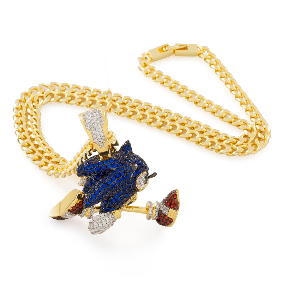 Sonic the Hedgehog x King Ice - Fast Sonic Necklace in 14K Gold / 1.9" by King Ice