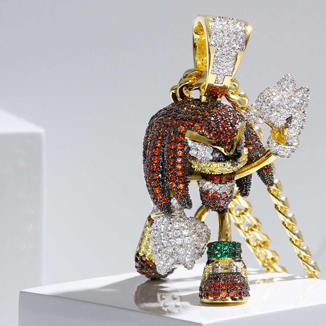 Sonic the Hedgehog x King Ice - Strong Knuckles Necklace in 14K Gold / 2.1" by King Ice