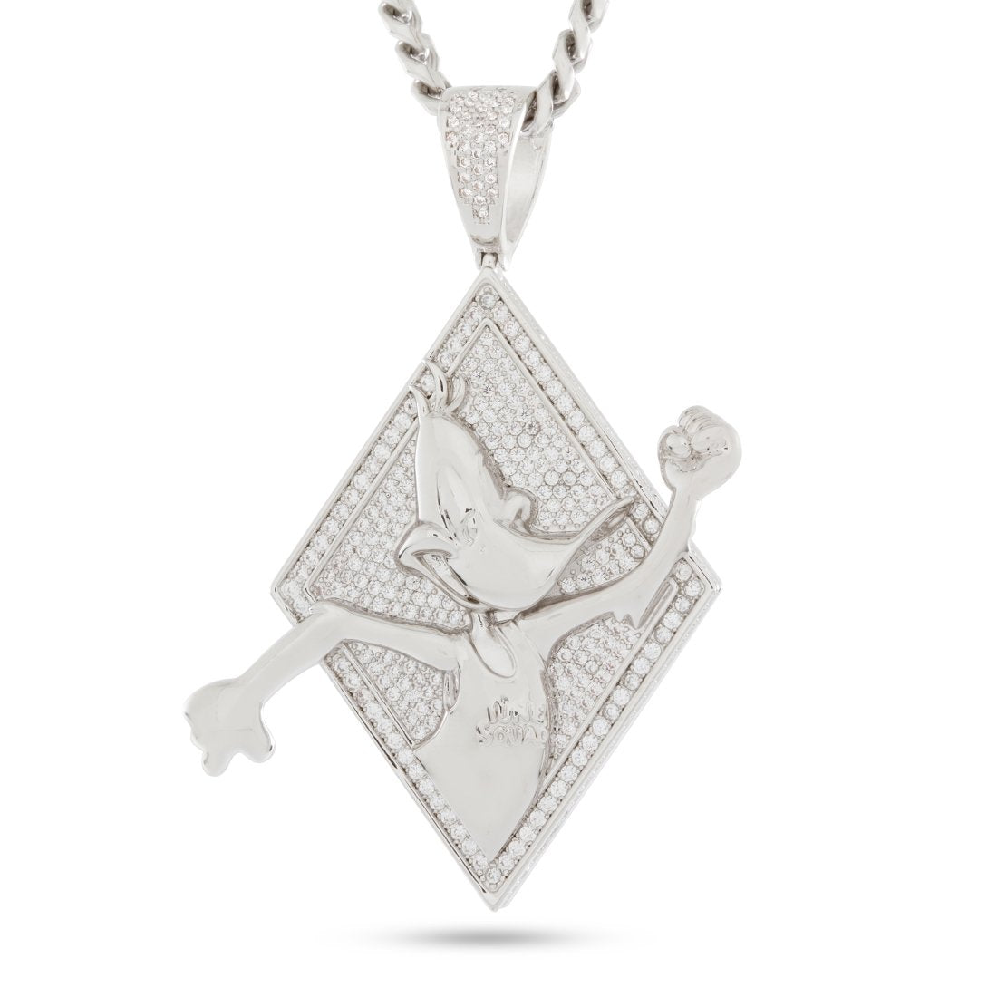 Space Jam x King Ice - Daffy Duck Necklace in White Gold / 2.7" by King Ice