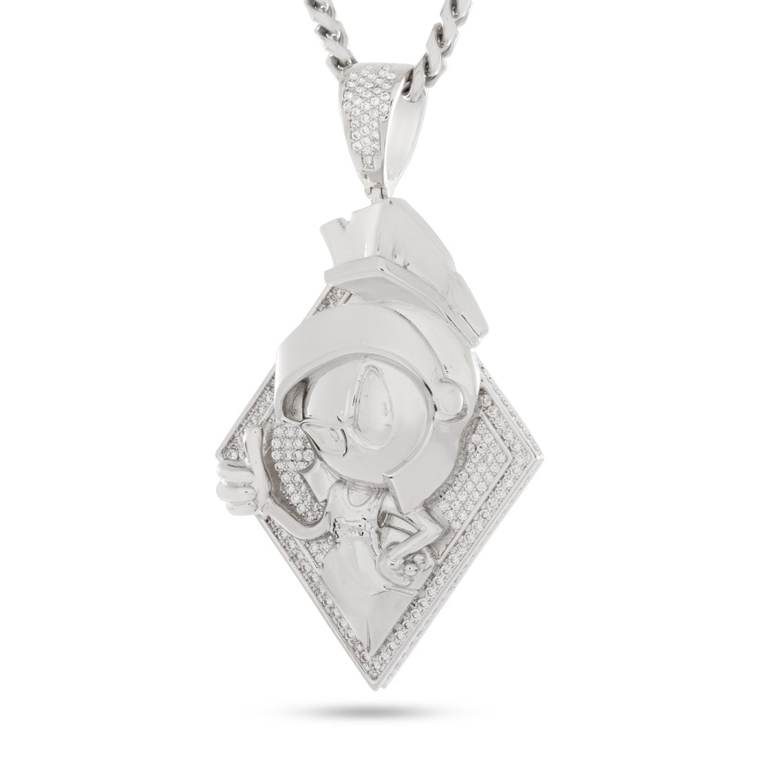 Space Jam x King Ice - Marvin the Martian Necklace in White Gold / 2.7" by King Ice