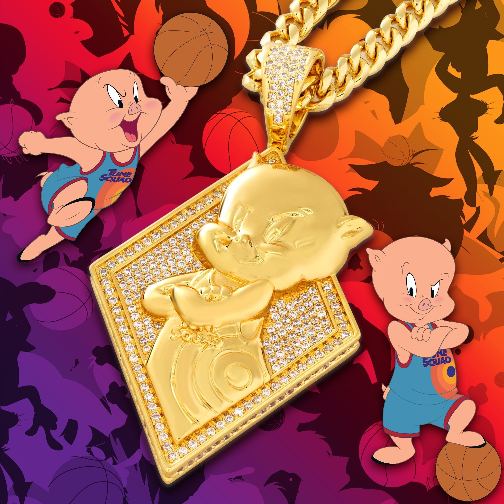 Space Jam x King Ice - Porky Pig Necklace in by King Ice