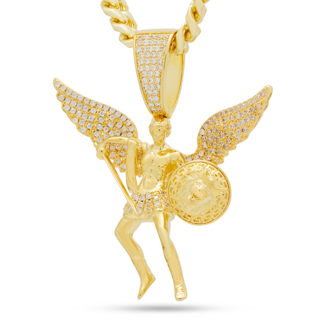 St. Michael the Archangel Necklace in 14K Gold / 2.7" by King Ice