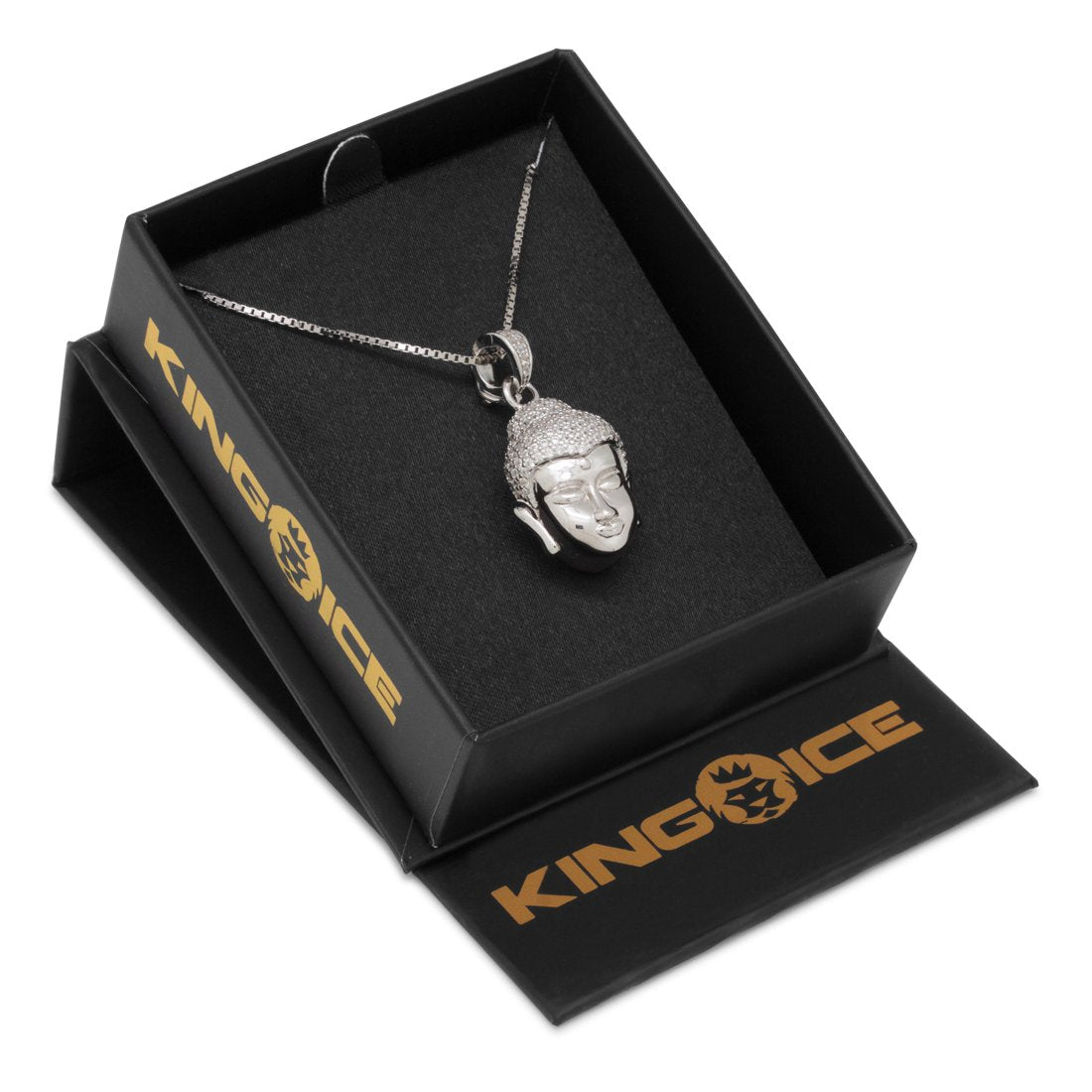 Sterling Silver Awake Buddha Necklace in by King Ice