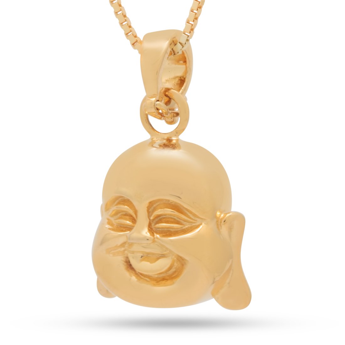 Sterling Silver Buddha of Perception Necklace in 14K Gold / 1.1" by King Ice