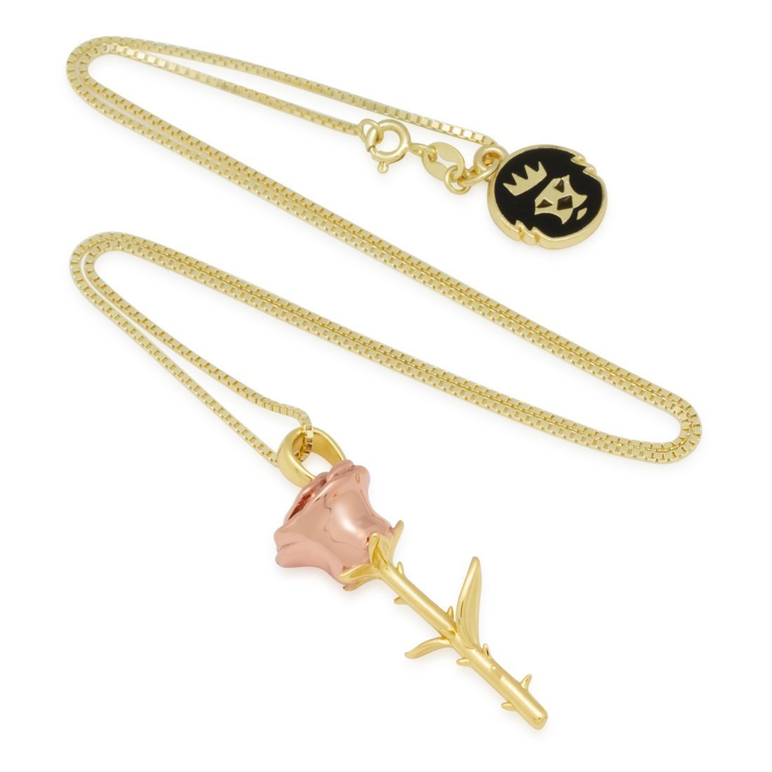 Sterling Silver Roses are Red Necklace in 14K Gold / 1.6" by King Ice