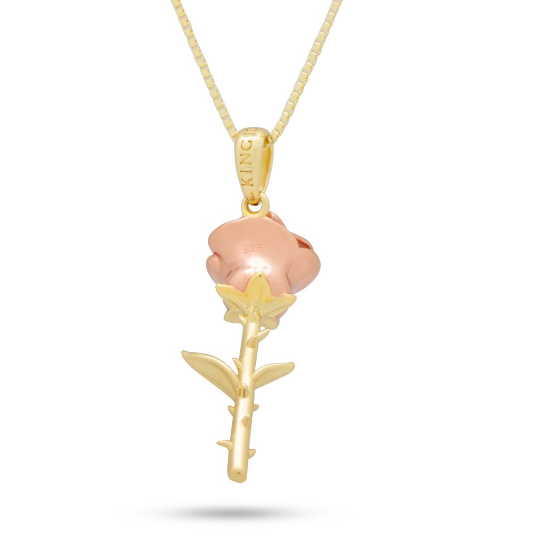 Sterling Silver Roses are Red Necklace in 14K Gold / 1.6" by King Ice