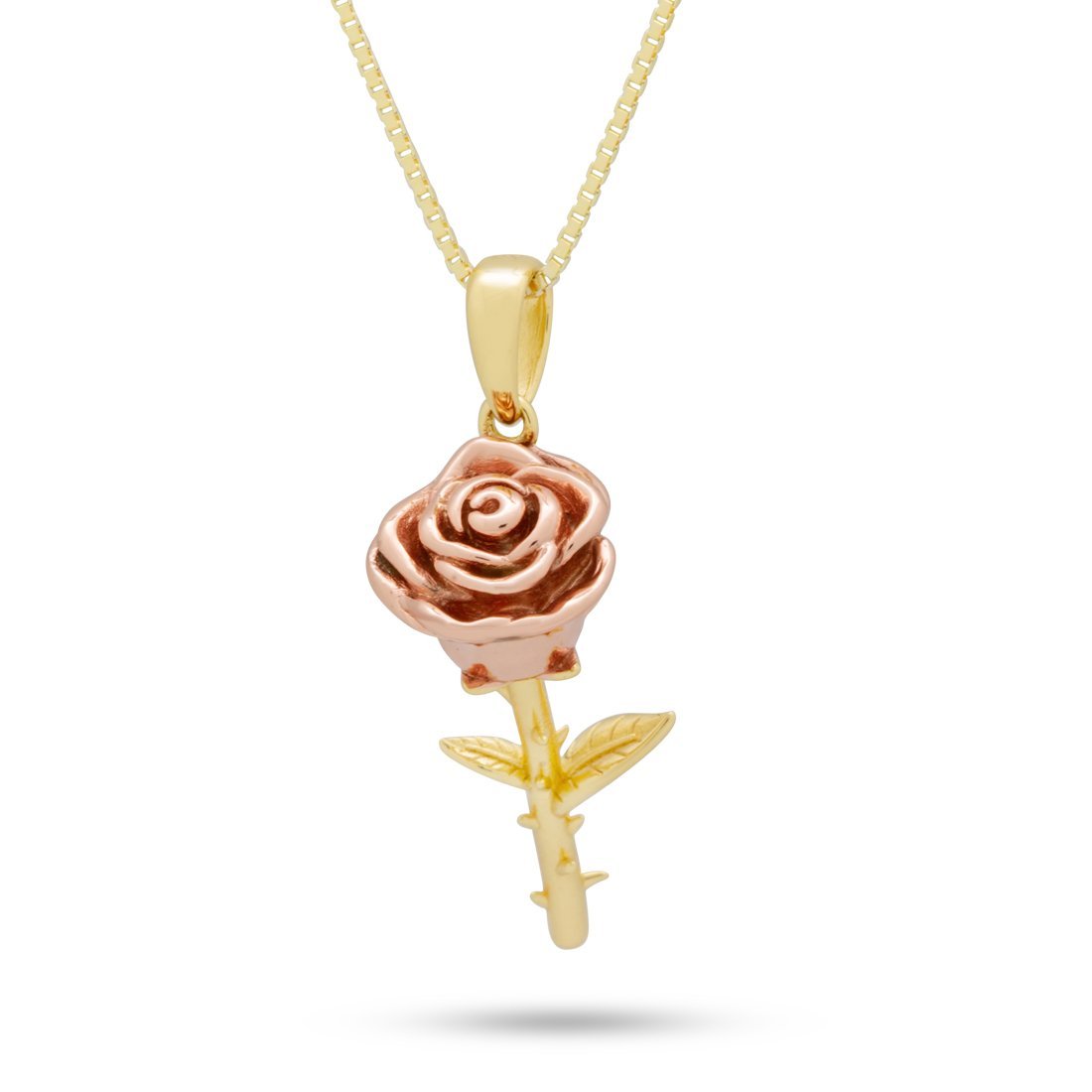 Sterling Silver Roses are Red Necklace in 14K Gold / 1.6" by King Ice