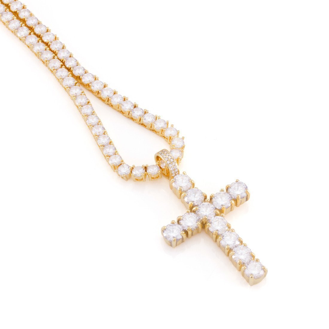 Tennis Cross Necklace in by King Ice