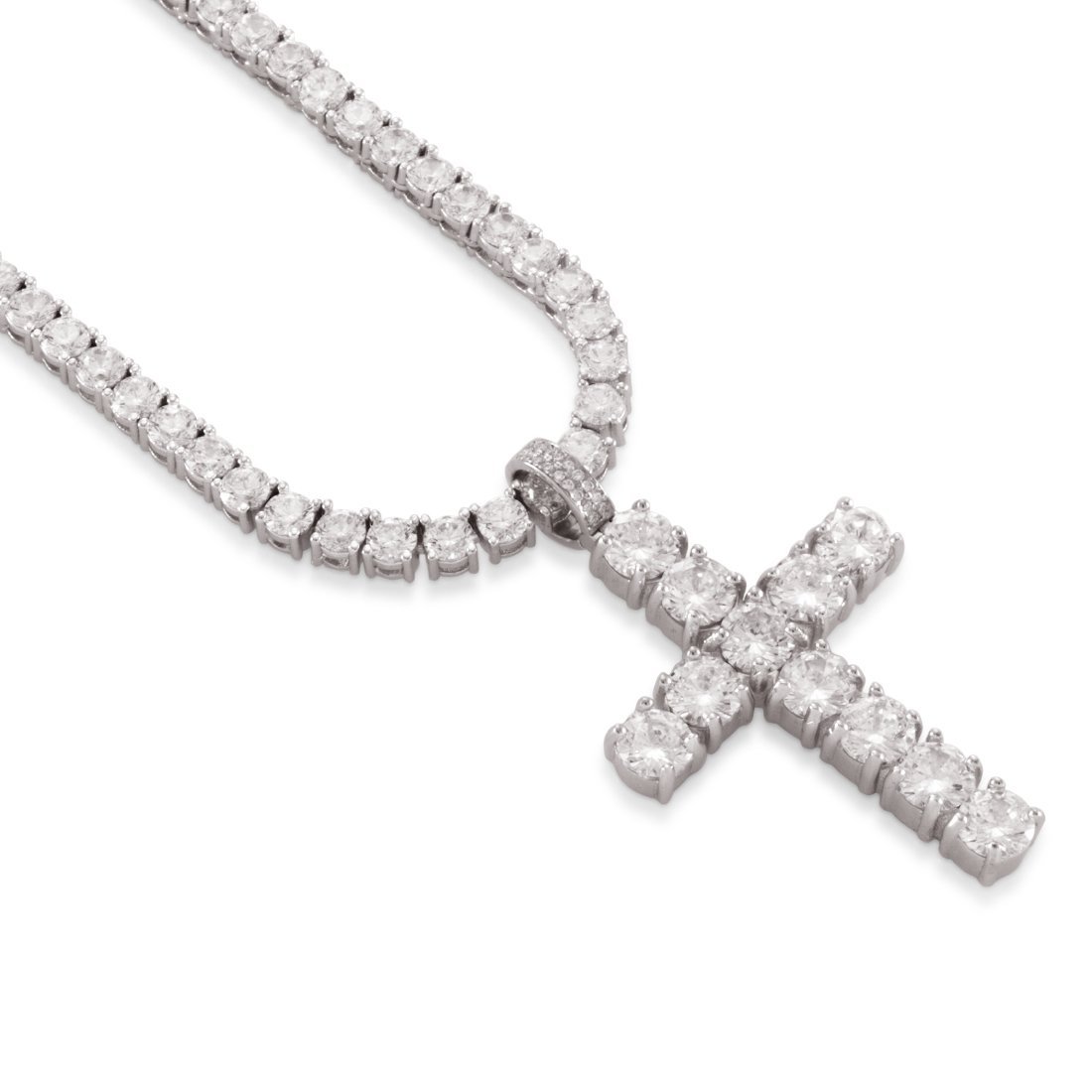 Tennis Cross Necklace in by King Ice