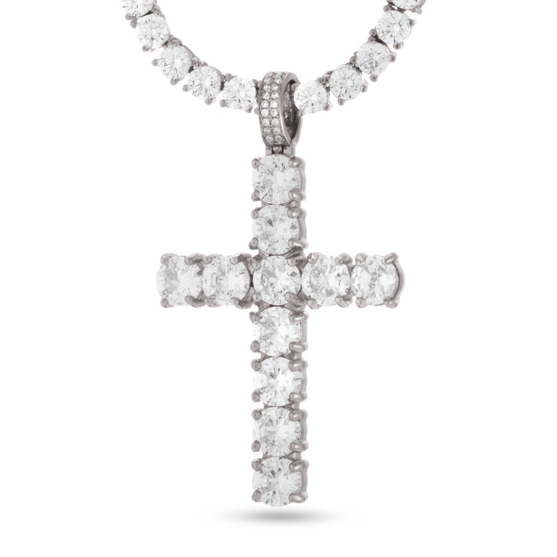 White Gold / M Tennis Cross Necklace NKX12339-Silver