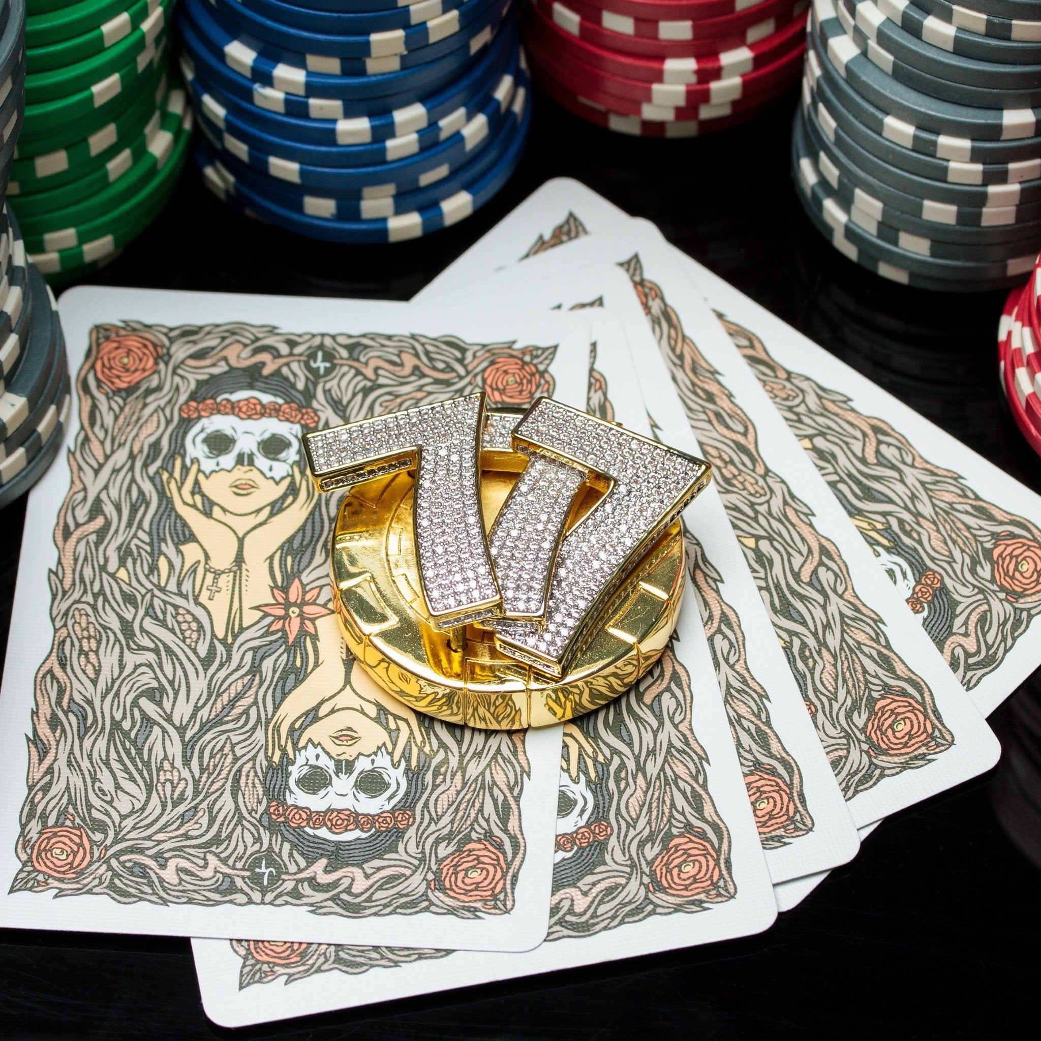 Triple 7's Card Guard in 14K/White Gold by King Ice