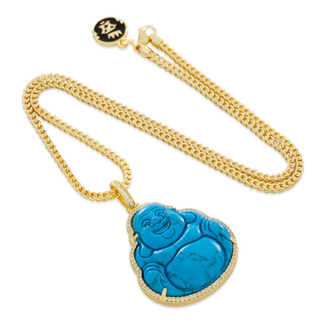 Turquoise Buddha Necklace in 14K Gold / 2.1" by King Ice