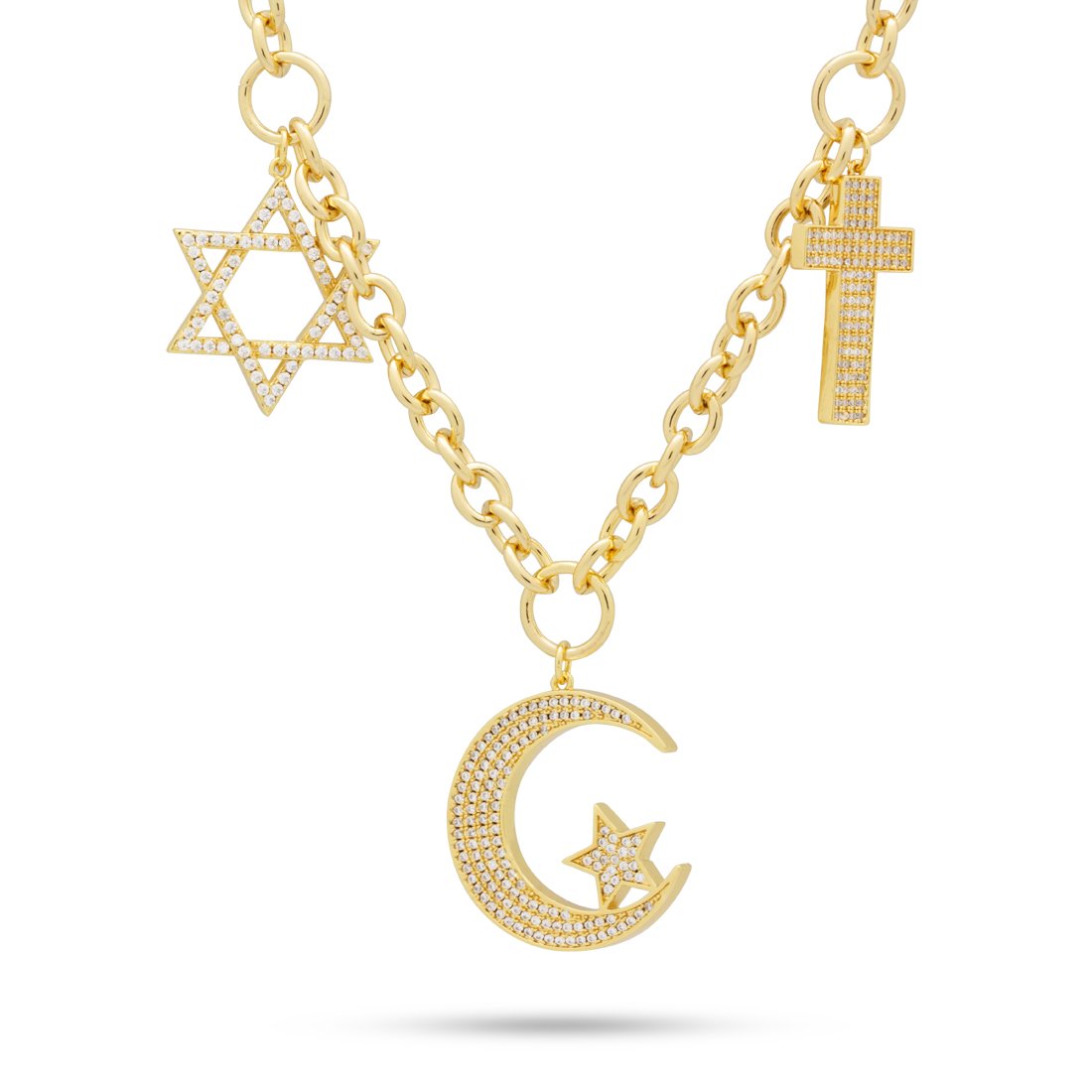 Unity Chain of Abraham Necklace in 14K Gold / 1.3" by King Ice