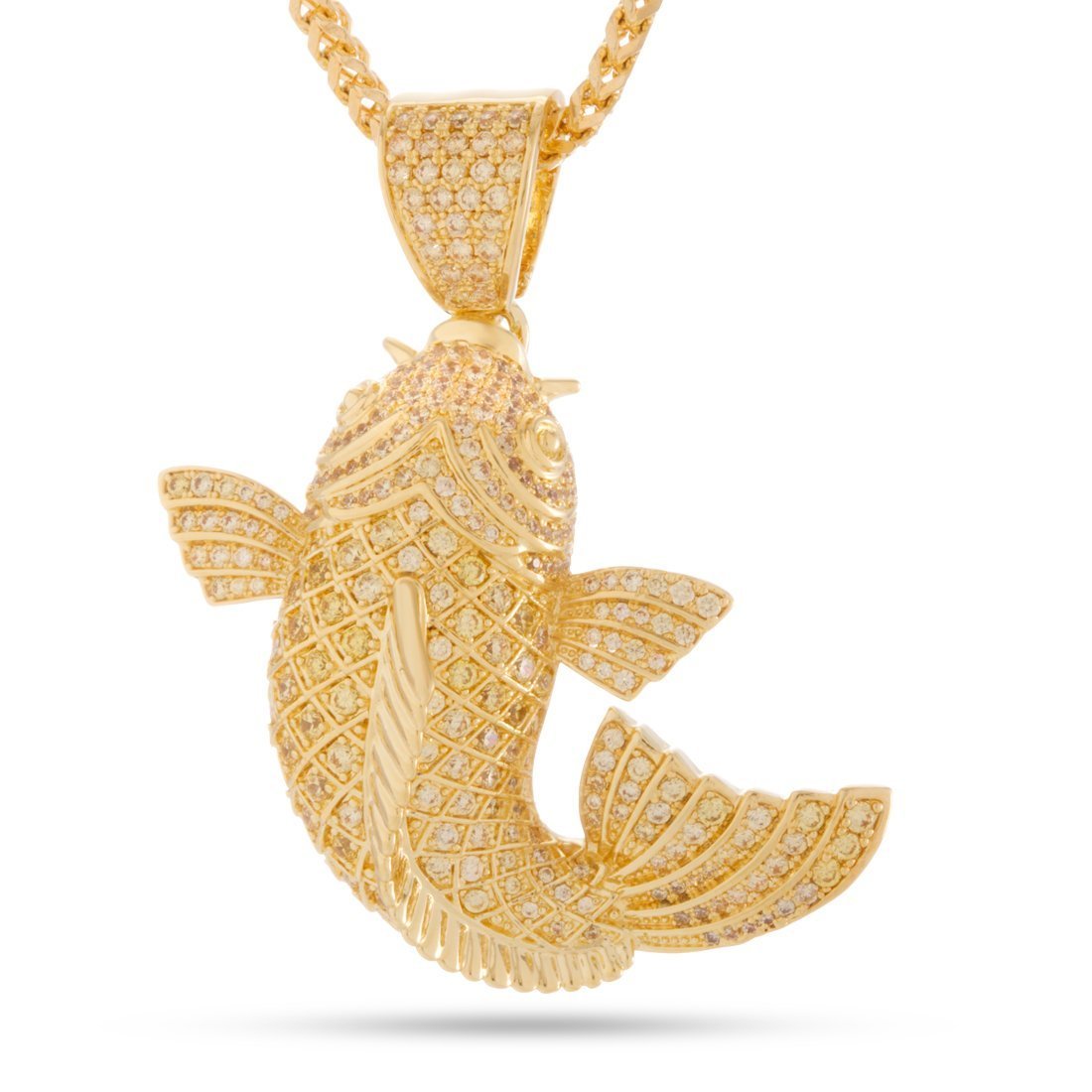 Utsurimono Koi Fish Necklace in 14K Gold / 2.1" by King Ice
