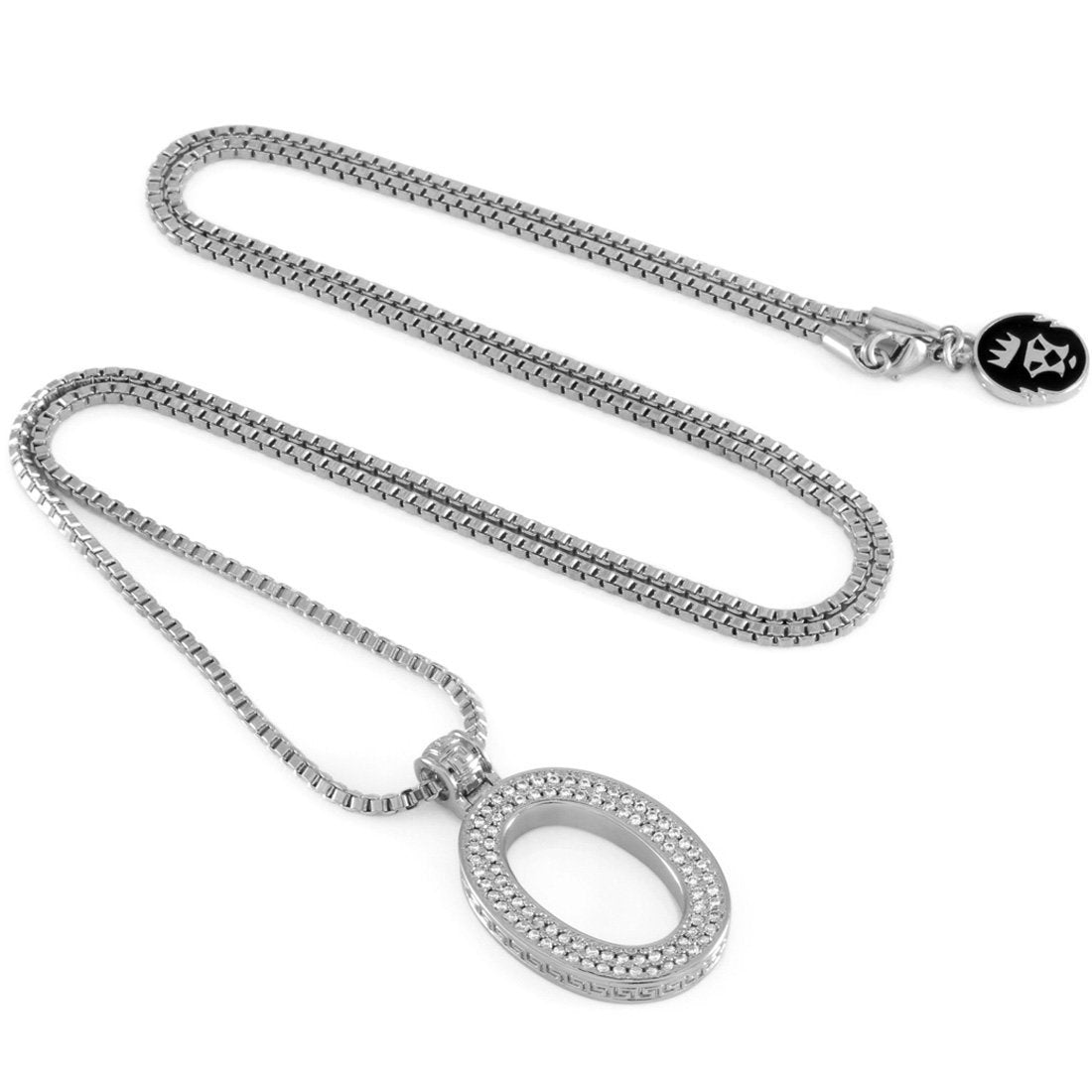 White Gold Letter "O" Necklace in White Gold / 1.6" by King Ice