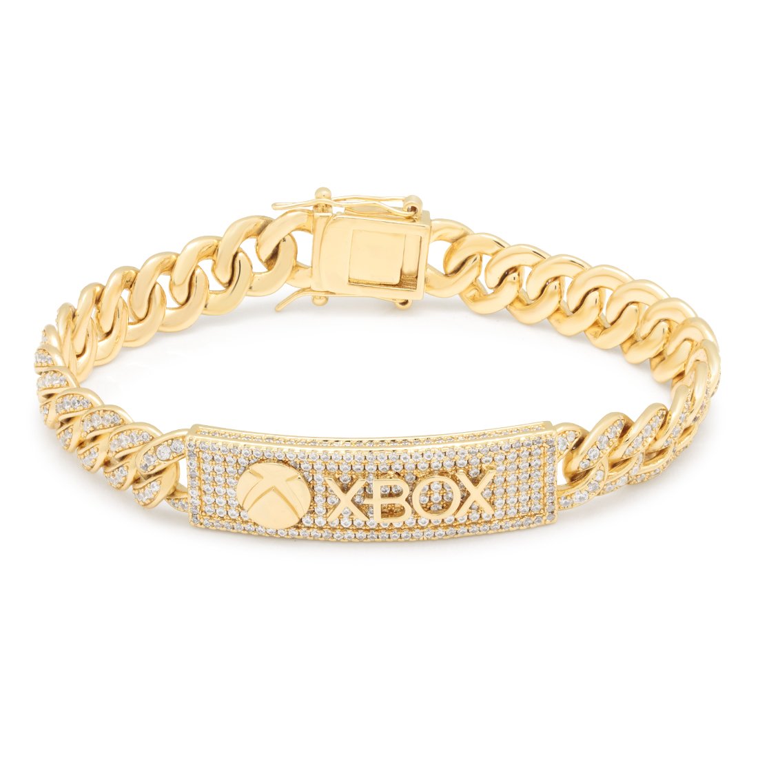 14K Gold / 8" Xbox x King Ice - 10mm Xbox ID Bracelet BRX14059-8