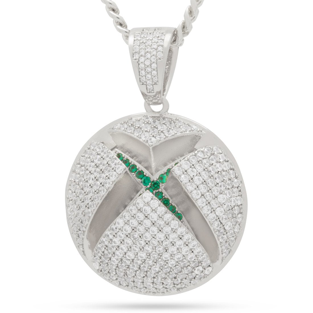 Xbox x King Ice - Sphere Logo Necklace in White Gold / 1.8" by King Ice