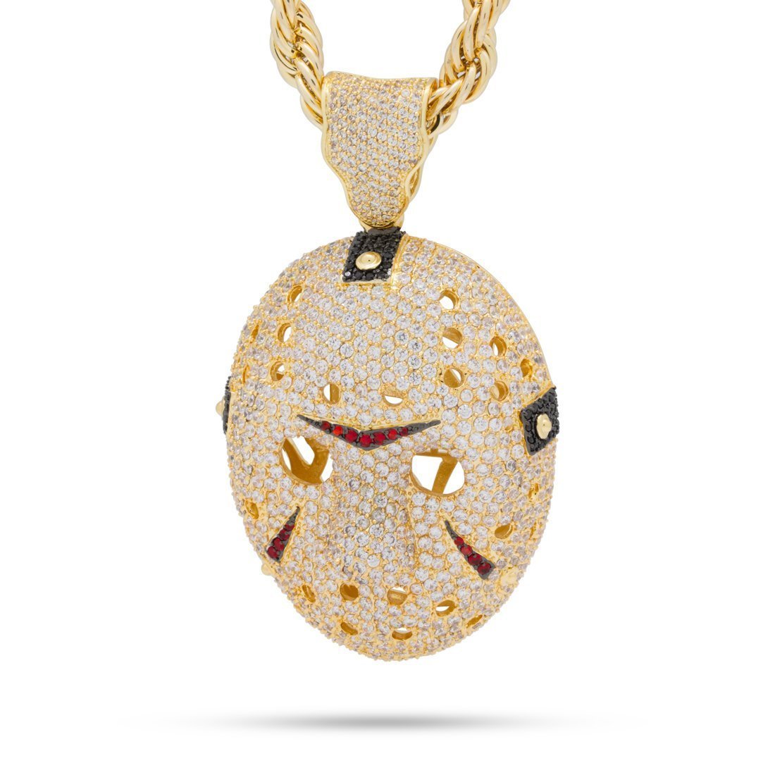 XL Hockey Mask Necklace in 14K Gold / 3.7" by King Ice