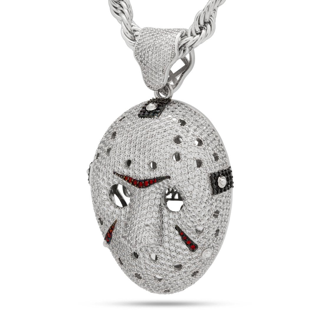XL Hockey Mask Necklace in White Gold / 3.7" by King Ice