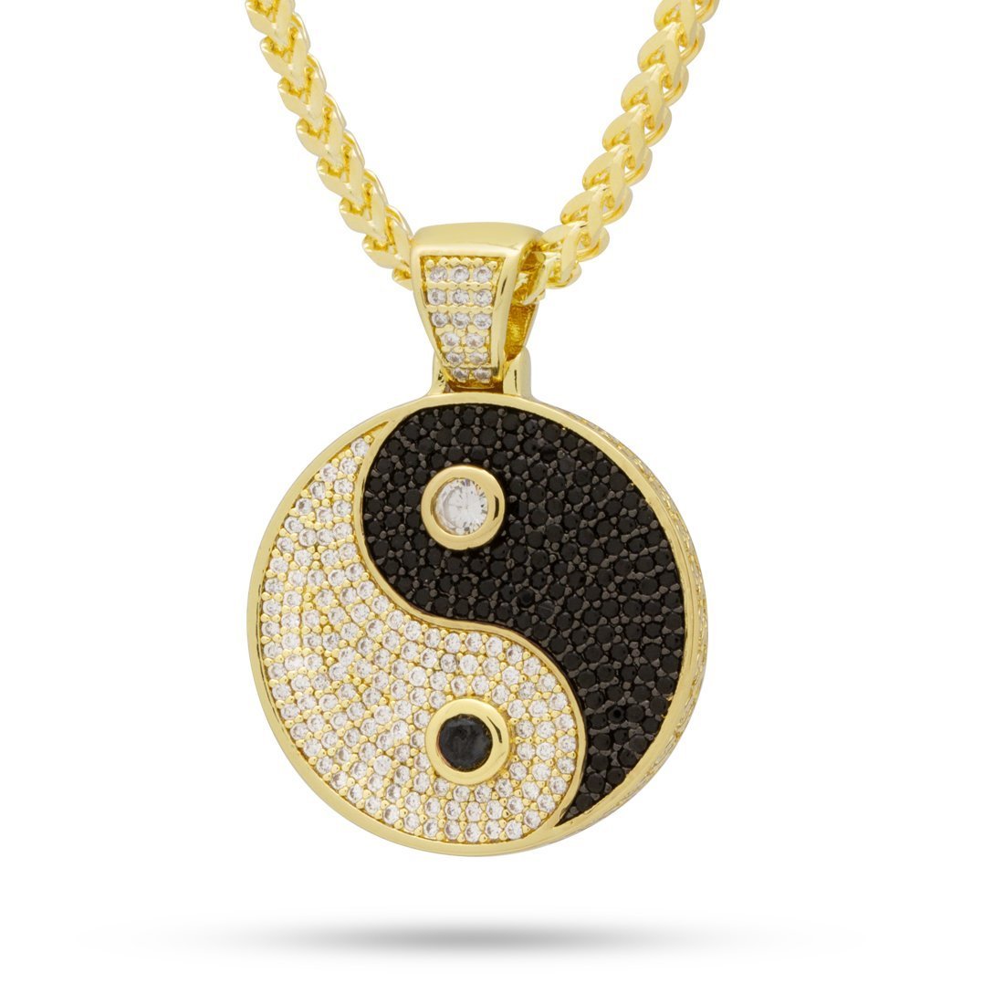 Yin Yang Medallion Necklace in 14K Gold / 1.3" by King Ice