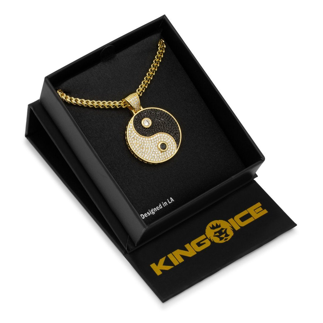 Yin Yang Medallion Necklace in 14K Gold / 1.3" by King Ice