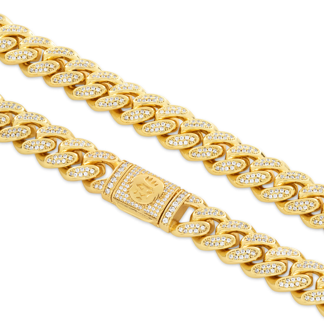 12mm CZ VVS Miami Cuban Link Chain Iced Choker Necklace 14k Gold Finish Out  ICY