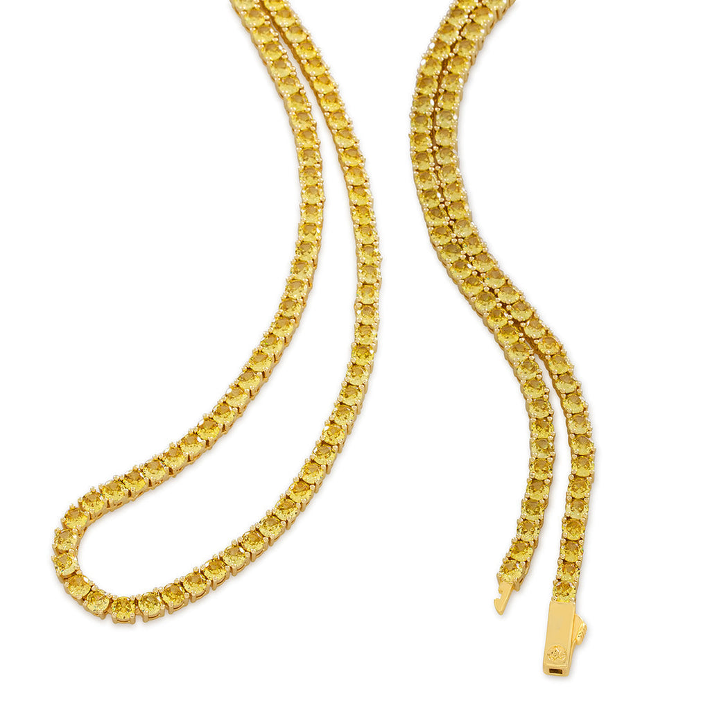 Gold Plated / 14K Gold / 22" 4mm Citrine Tennis Chain