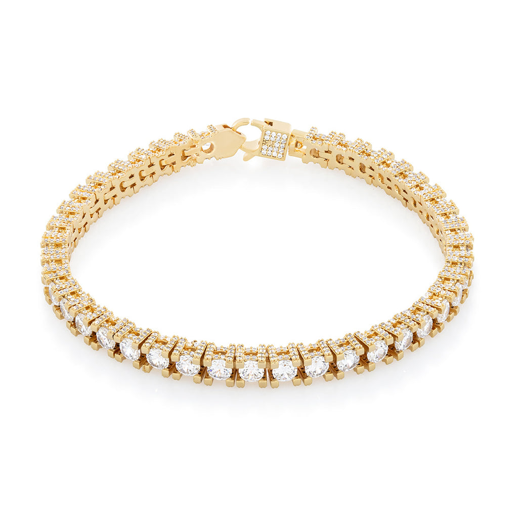 Gold Plated / 14K Gold / 8" 4mm Icy Tennis Bracelet