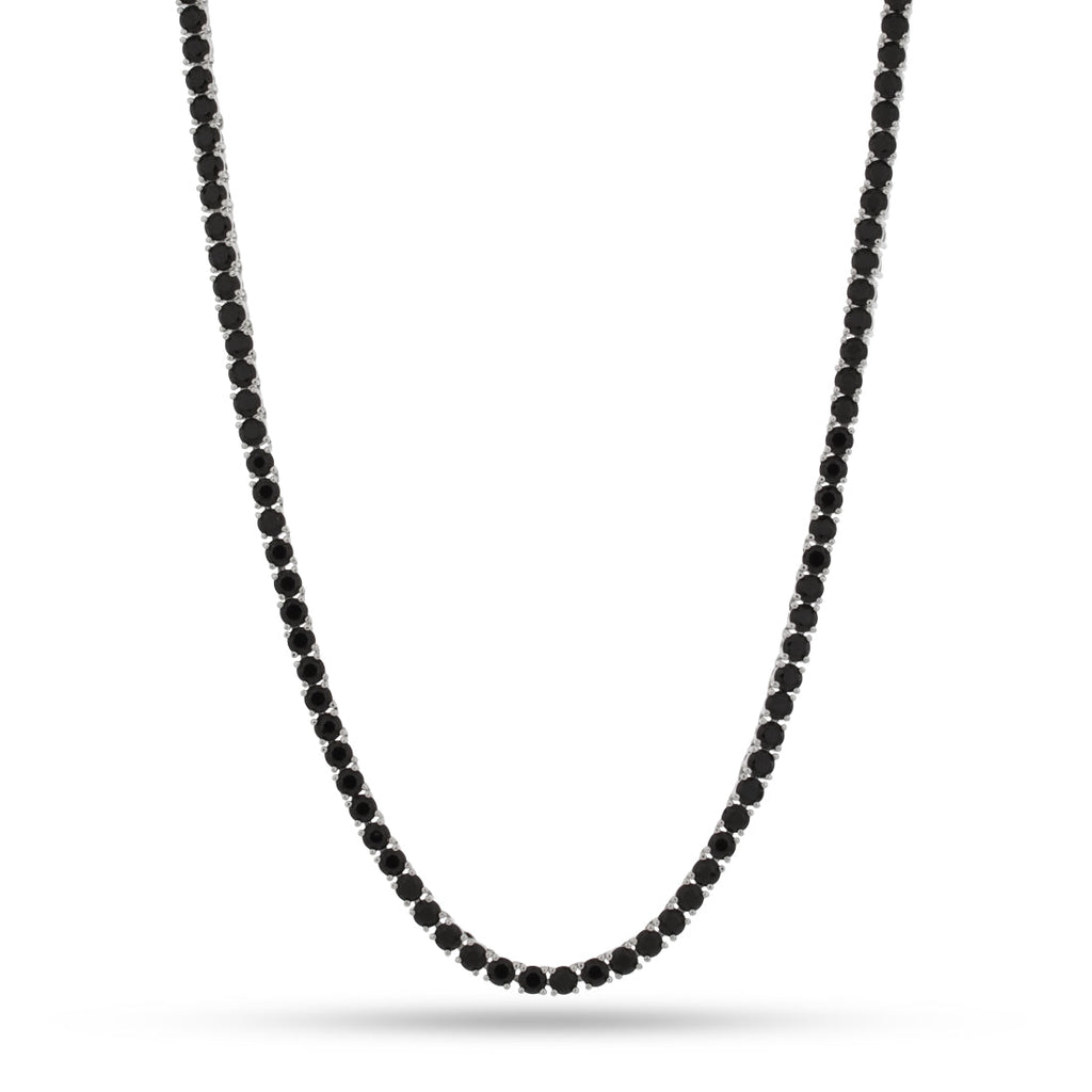 Gold Plated / White Gold / 22" 4mm Onyx Tennis Chain