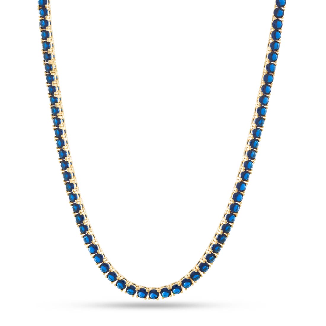 4mm Sapphire Tennis Chain  in  Gold Plated / 14K Gold / 18" by King Ice