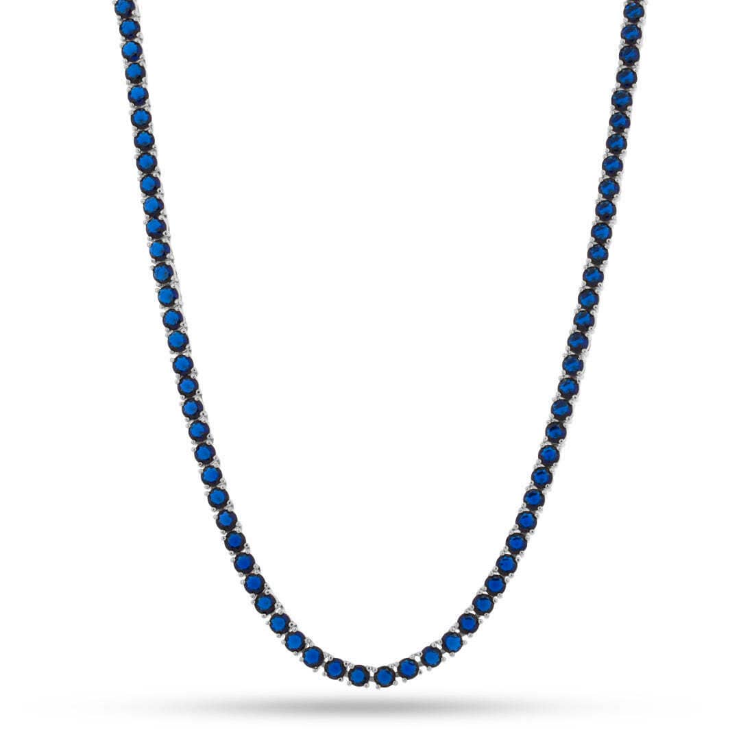 4mm Sapphire Tennis Chain  in  Gold Plated / White Gold / 18" by King Ice