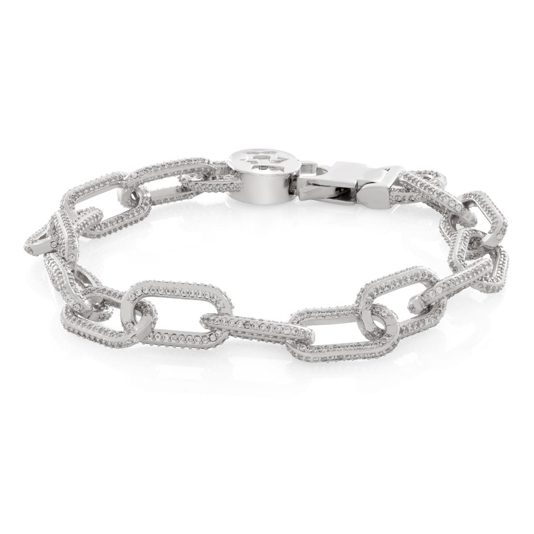 5mm Iced Cable Link Bracelet  in  Gold Plated / White Gold / 8" by King Ice
