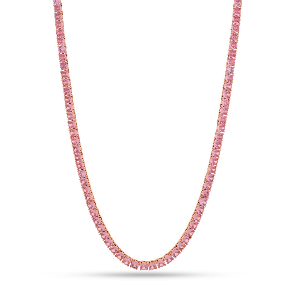 Gold Plated / Rose Gold / 20" 5mm Pink Tennis Chain