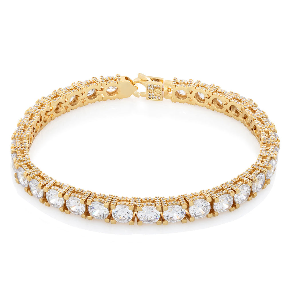 Gold Plated / 14K Gold / 8" 6mm Icy Tennis Bracelet