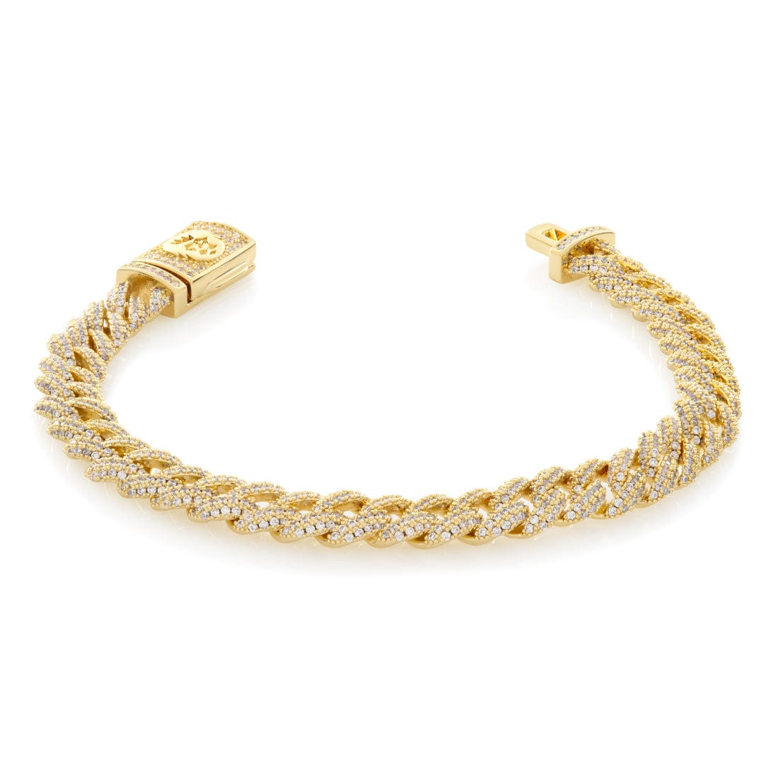 8mm Iced Diamond Cut Miami Cuban Link Bracelet  in  Gold Plated / 14K Gold / 7" by King Ice