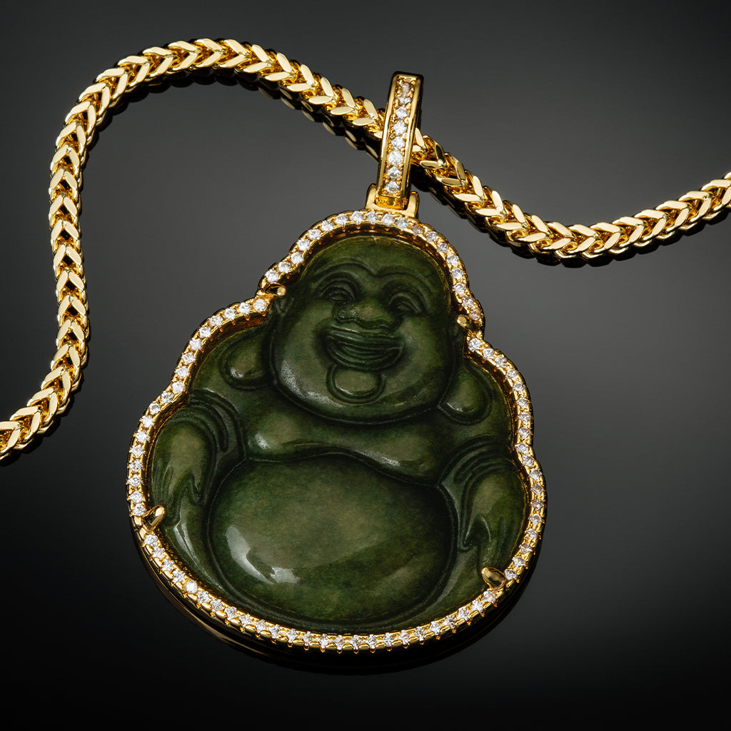 jade buddha necklace in 14k gold