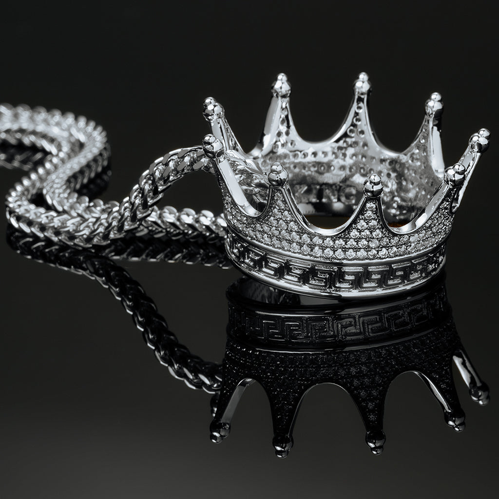kings crown necklace in white gold