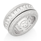 Baguette-Cut Icy Spinner Ring  in  Sterling Silver / White Gold / 7 Mens Rings