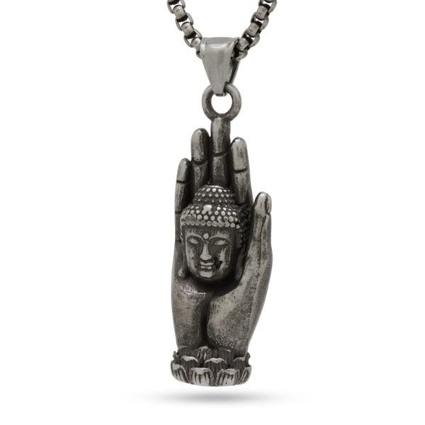 Buddha Hand Necklace  in  26" / Stainless Steel Mens Chains