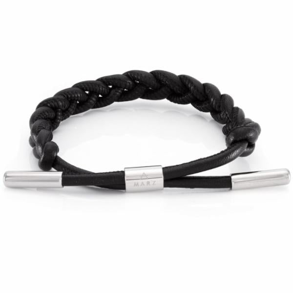 Leather/Stainless Steel / Black / Stretch Core Bracelet