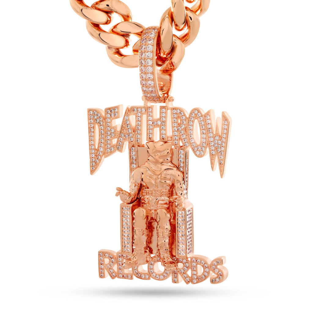 Gold Plated / Rose Gold / 3.4" Death Row Records x King Ice - LE Rose Gold Iced Logo Necklace