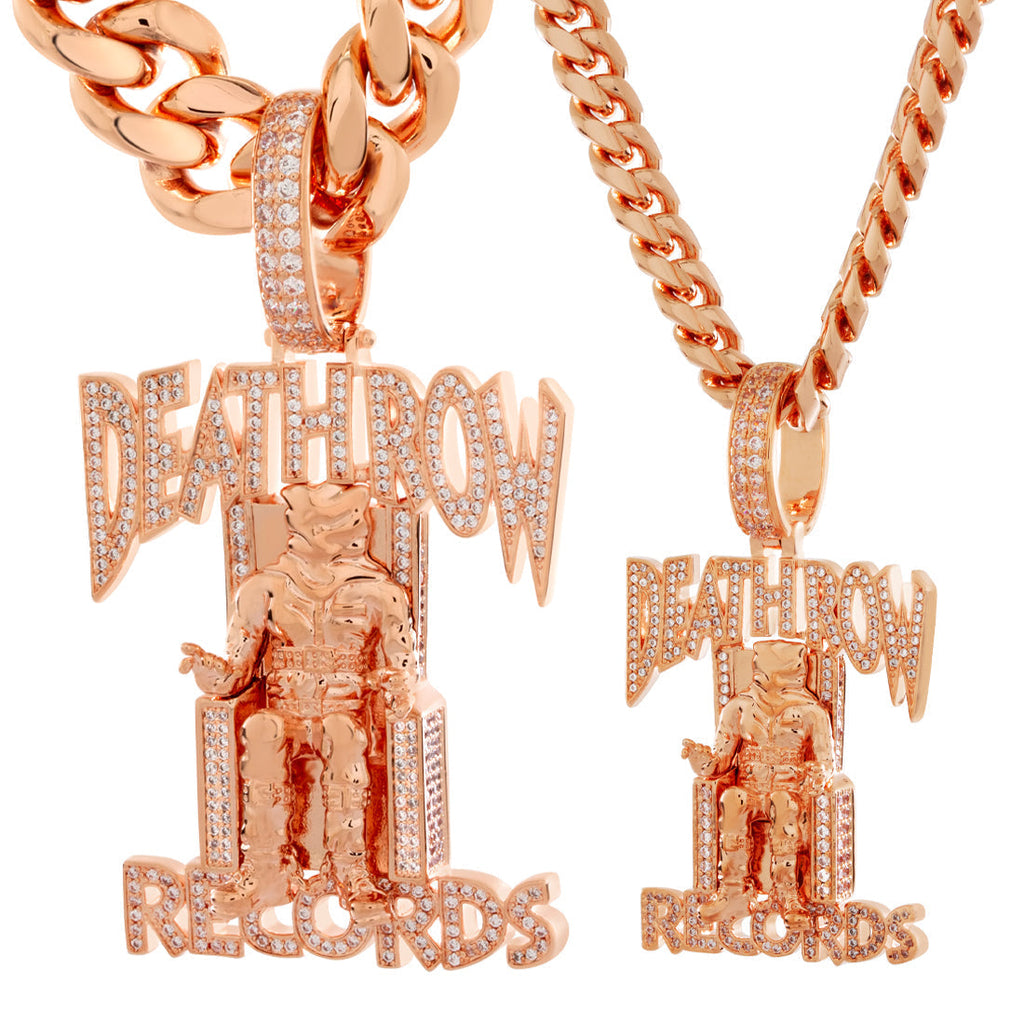 Death Row Records x King Ice - LE Rose Gold Iced Logo Necklace