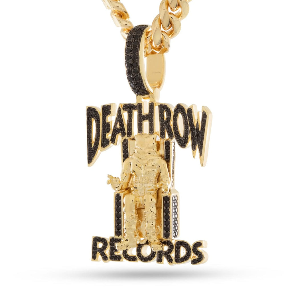 Death Row Records x King Ice - LE Two-Tone Logo Necklace  in  2.3" / 14K/Black Gold Mens