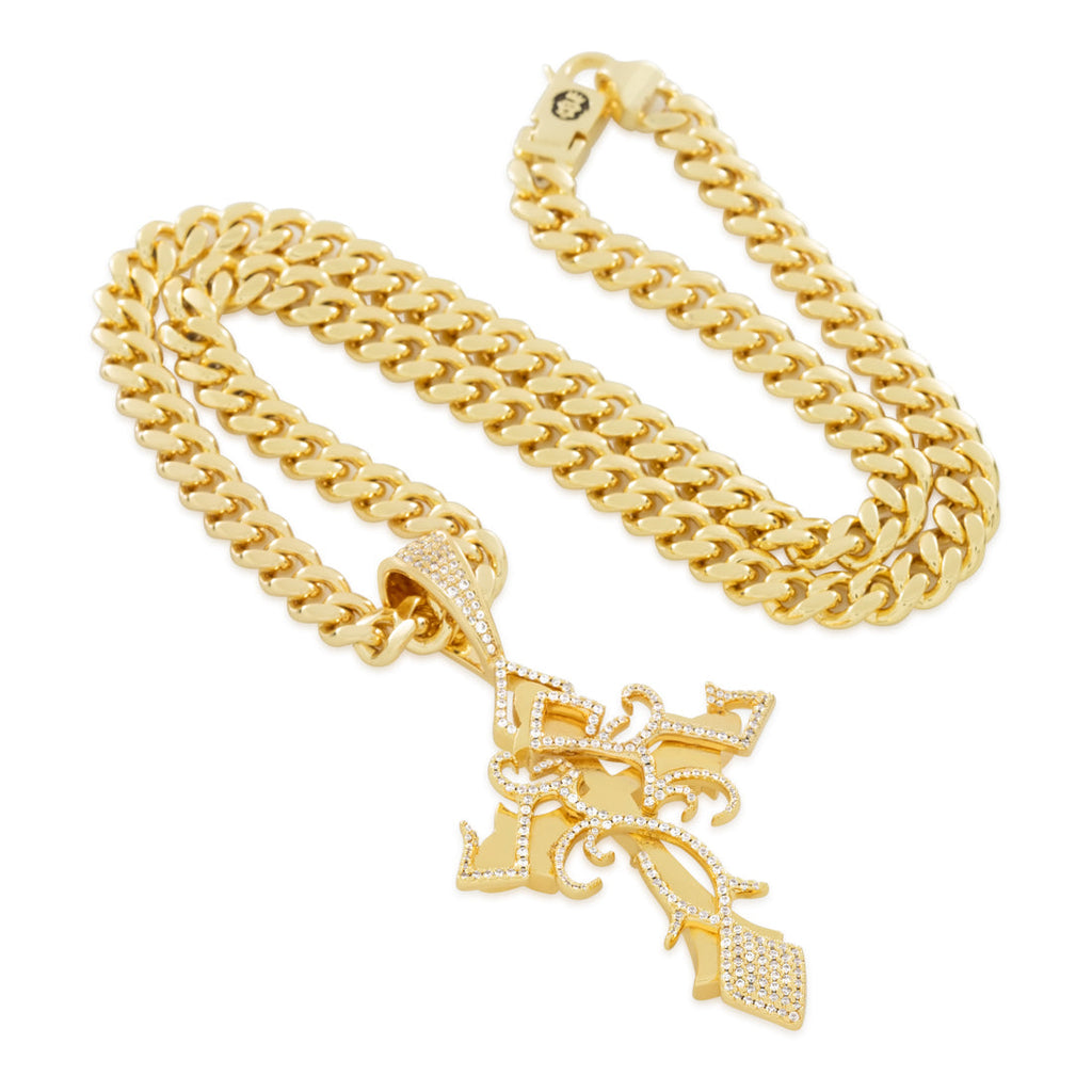 Gold Plated / 14K Gold / 3" Designed by Mike Zombie - All I Cross is Chainz Necklace